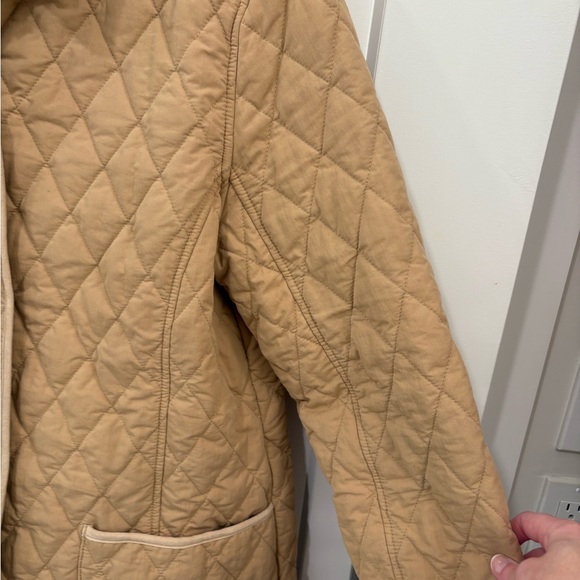 Vintage LL Bean Quilted Khaki Farmhouse Barn Coat Size Large - Picture 5 of 16
